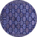 Round Oriental Blue Industrial Rug, urb2306blu