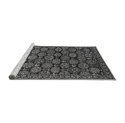 Sideview of Machine Washable Oriental Gray Industrial Rug, wshurb2306gry