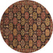 Round Oriental Brown Industrial Rug, urb2306brn