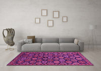 Machine Washable Oriental Pink Industrial Rug, wshurb2306pnk