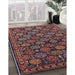 Mid-Century Modern Deep Red Oriental Rug in Family Room, urb2306