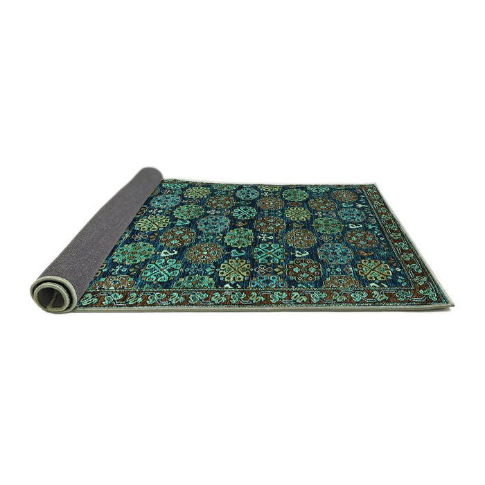 Sideview of Oriental Turquoise Industrial Rug, urb2306turq