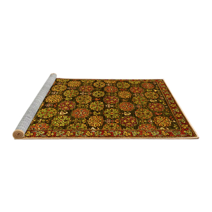 Sideview of Machine Washable Oriental Yellow Industrial Rug, wshurb2306yw