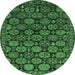 Round Oriental Emerald Green Industrial Rug, urb2306emgrn