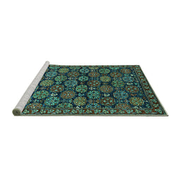 Sideview of Machine Washable Oriental Turquoise Industrial Area Rugs, wshurb2306turq