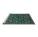 Sideview of Machine Washable Oriental Turquoise Industrial Area Rugs, wshurb2306turq