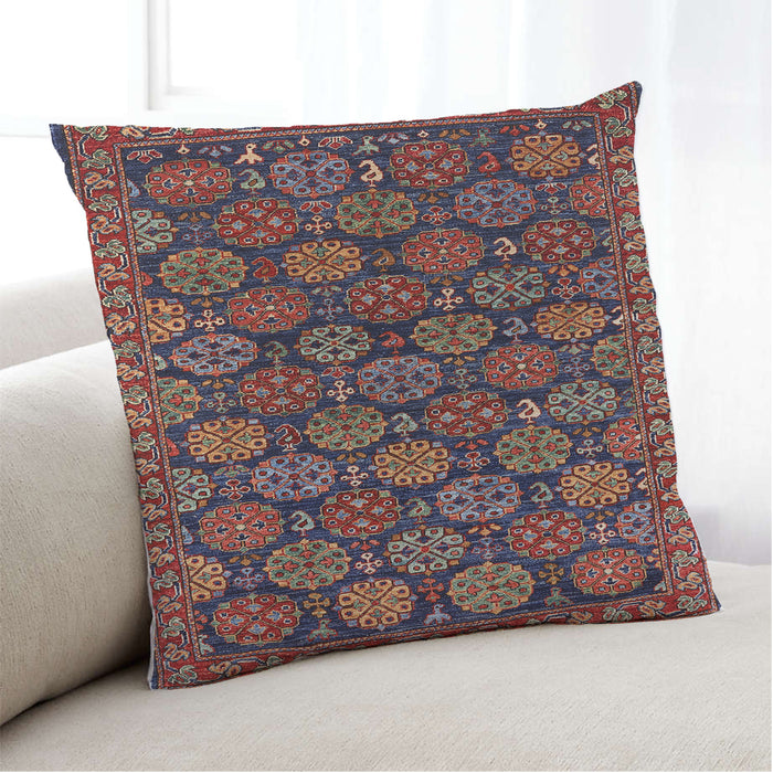 Lifestyle Image of Mid-Century Modern Urban Square Deep Red Throw Pillow, 18 inch by 18 inch, pwurb2306