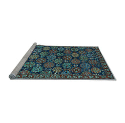 Sideview of Machine Washable Oriental Light Blue Industrial Rug, wshurb2306lblu