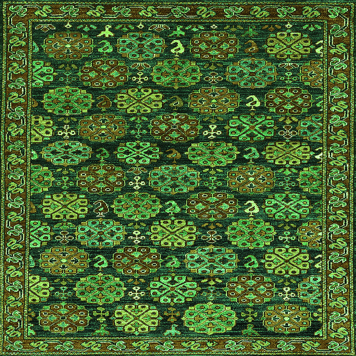 Square Machine Washable Oriental Green Industrial Area Rugs, wshurb2306grn
