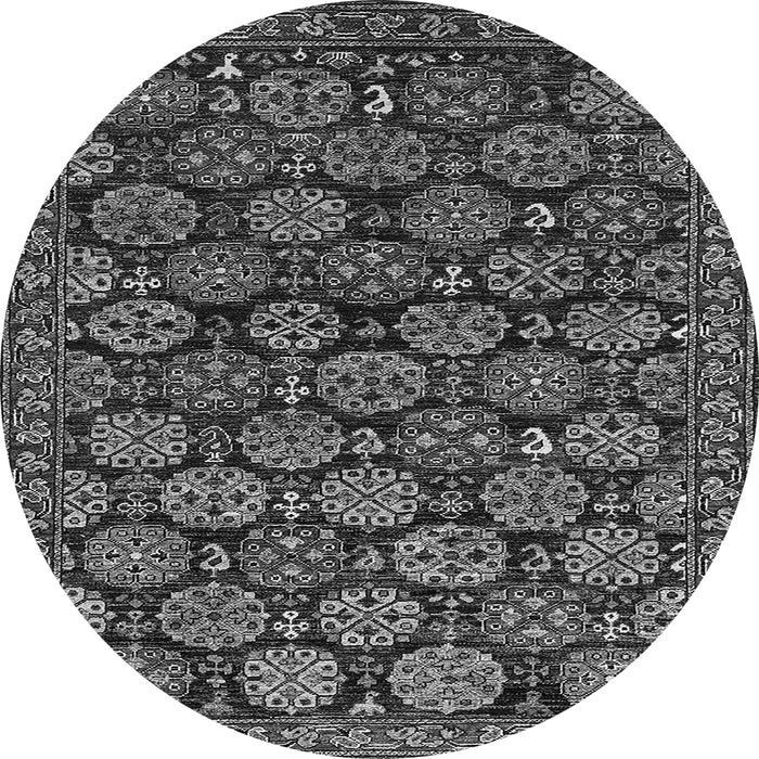 Round Machine Washable Oriental Gray Industrial Rug, wshurb2306gry