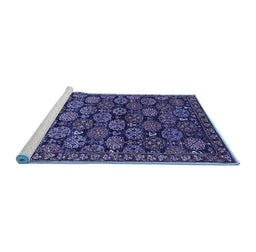 Sideview of Machine Washable Oriental Blue Industrial Rug, wshurb2306blu