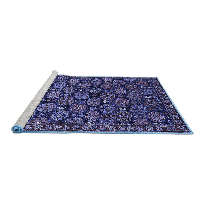 Sideview of Machine Washable Oriental Blue Industrial Rug, wshurb2306blu
