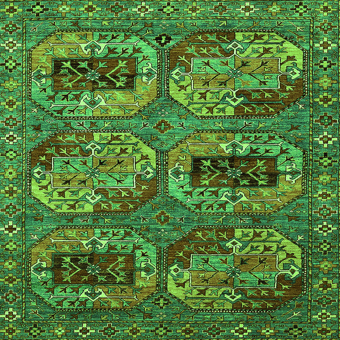 Square Machine Washable Oriental Green Industrial Area Rugs, wshurb2307grn