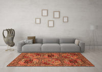 Machine Washable Oriental Orange Industrial Rug, wshurb2307org