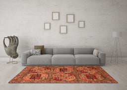 Machine Washable Oriental Orange Industrial Area Rugs in a Living Room, wshurb2307org