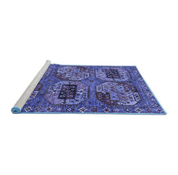 Sideview of Machine Washable Oriental Blue Industrial Rug, wshurb2307blu