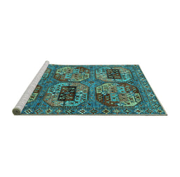 Sideview of Machine Washable Oriental Turquoise Industrial Area Rugs, wshurb2307turq