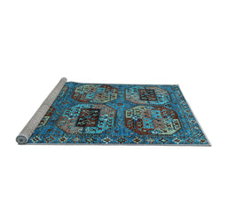 Sideview of Machine Washable Oriental Light Blue Industrial Rug, wshurb2307lblu