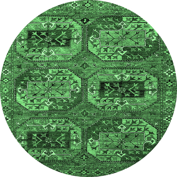 Round Oriental Emerald Green Industrial Rug, urb2307emgrn