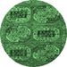 Round Oriental Emerald Green Industrial Rug, urb2307emgrn