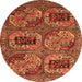 Round Oriental Orange Industrial Rug, urb2307org