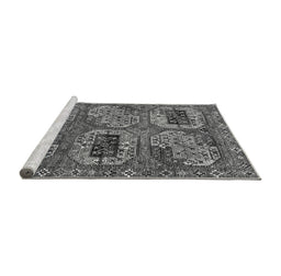 Sideview of Machine Washable Oriental Gray Industrial Rug, wshurb2307gry