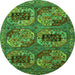 Round Oriental Green Industrial Rug, urb2307grn