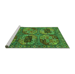 Sideview of Machine Washable Oriental Green Industrial Area Rugs, wshurb2307grn
