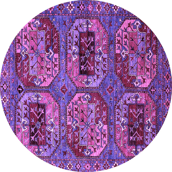 Round Machine Washable Oriental Purple Industrial Area Rugs, wshurb2307pur