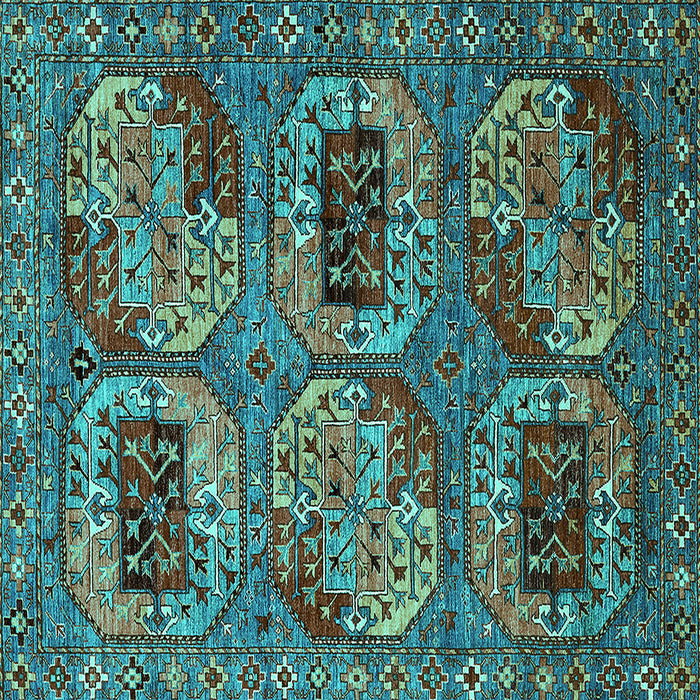 Square Machine Washable Oriental Turquoise Industrial Area Rugs, wshurb2307turq