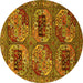 Round Oriental Yellow Industrial Rug, urb2307yw