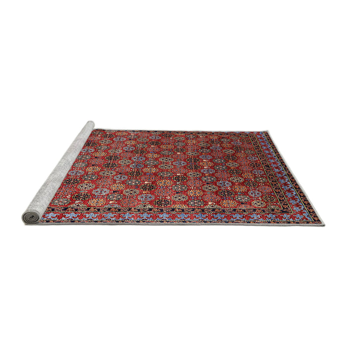 Sideview of Machine Washable Industrial Modern Cranberry Red Rug, wshurb2308