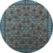 Round Oriental Light Blue Industrial Rug, urb2308lblu