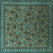 Square Oriental Turquoise Industrial Rug, urb2308turq