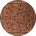 Round Oriental Brown Industrial Rug, urb2308brn