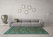 Machine Washable Oriental Turquoise Industrial Area Rugs in a Living Room,, wshurb2308turq