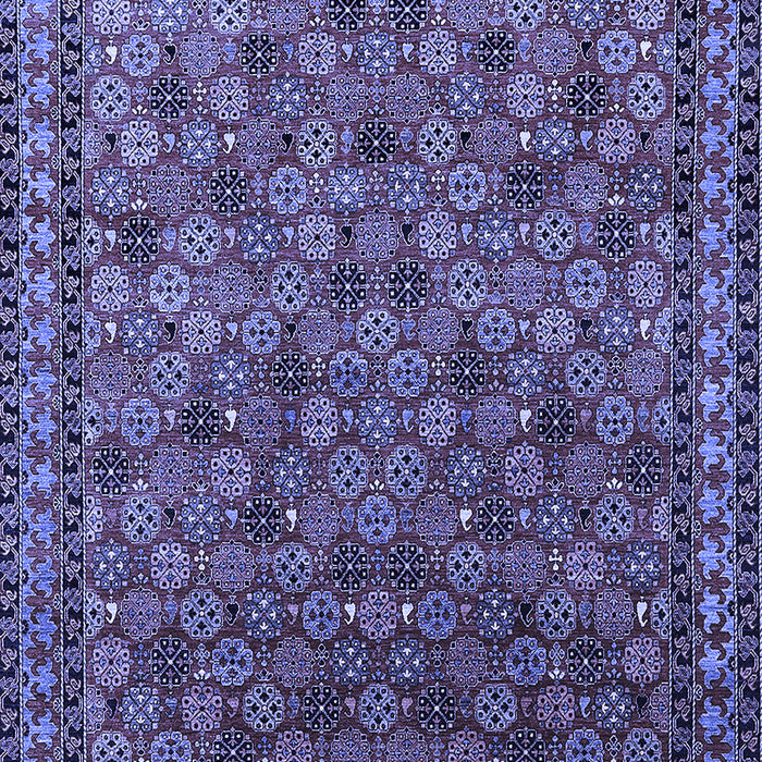 Machine Washable Oriental Blue Industrial Rug, wshurb2308blu