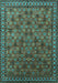 Machine Washable Oriental Turquoise Industrial Area Rugs, wshurb2308turq