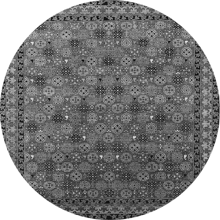 Round Oriental Gray Industrial Rug, urb2308gry