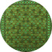 Round Oriental Green Industrial Rug, urb2308grn