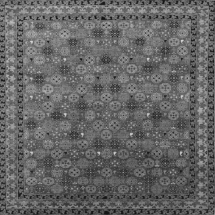 Square Machine Washable Oriental Gray Industrial Rug, wshurb2308gry