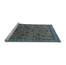 Sideview of Machine Washable Oriental Light Blue Industrial Rug, wshurb2308lblu