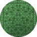 Round Oriental Emerald Green Industrial Rug, urb2308emgrn