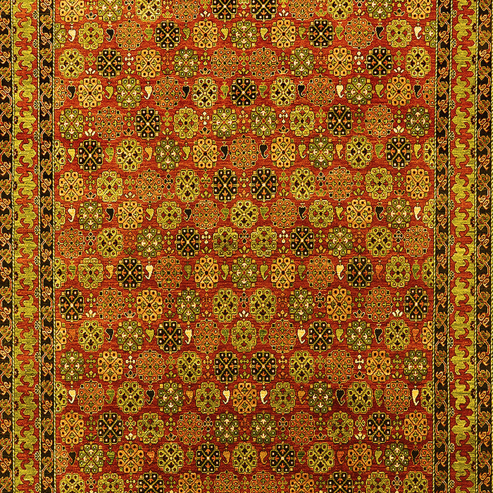 Machine Washable Oriental Yellow Industrial Rug, wshurb2308yw