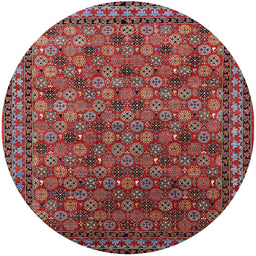 Round Machine Washable Industrial Modern Cranberry Red Rug, wshurb2308