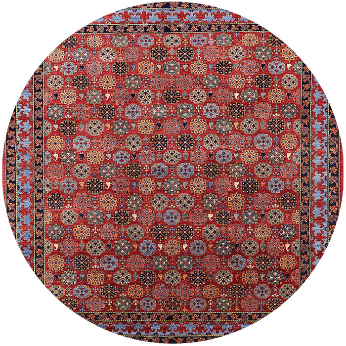 Round Machine Washable Industrial Modern Cranberry Red Rug, wshurb2308