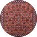 Round Machine Washable Industrial Modern Cranberry Red Rug, wshurb2308