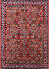 Machine Washable Industrial Modern Cranberry Red Rug, wshurb2308