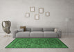 Machine Washable Oriental Emerald Green Industrial Area Rugs in a Living Room,, wshurb2308emgrn