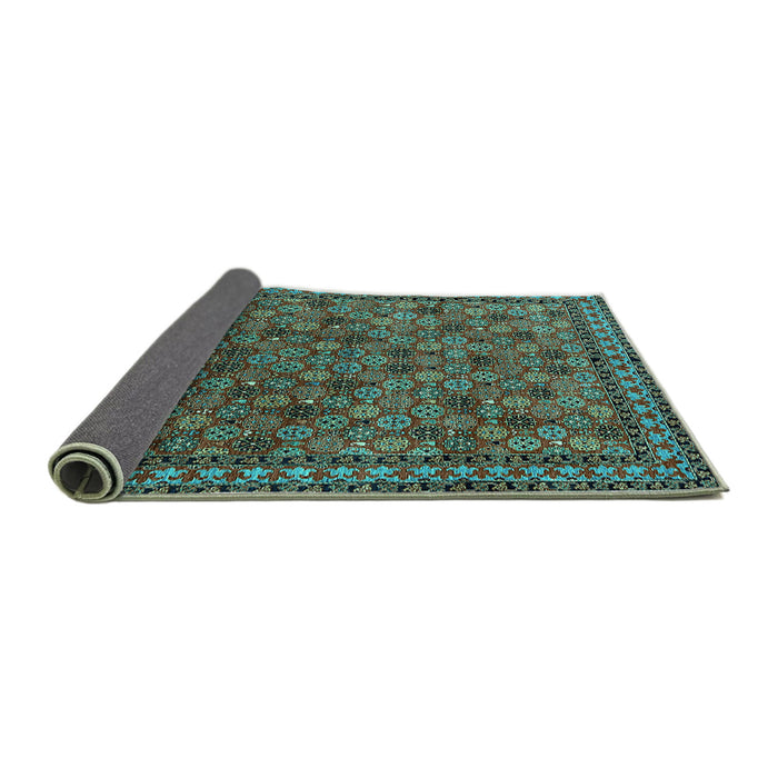 Sideview of Oriental Turquoise Industrial Rug, urb2308turq